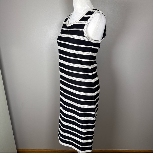 Max Studio Black Ivory Striped Pullover Sheath Dress Size XS Stretch Casual - Picture 4 of 11